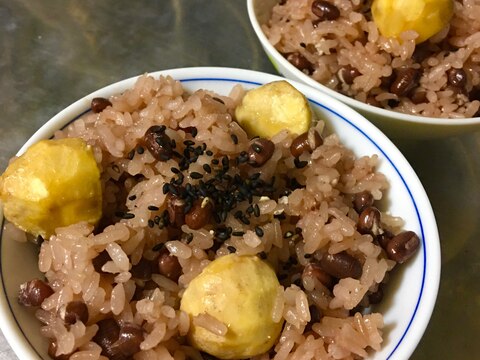 我が家のおかずに合う栗入り赤飯